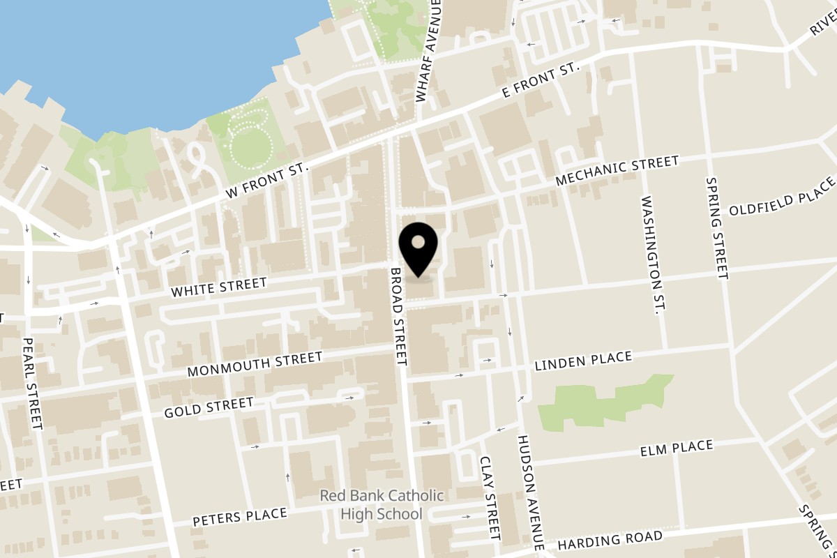 Map showing the location of Ceviche House Mi Peru on 51 Broad St in Red Bank
